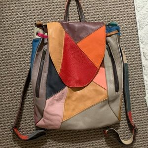 Patchwork leather backpack